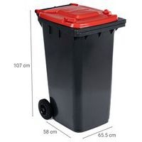 Conteneur mobile tri des déchets - 240 L - Rouge - Manutan - Image 6