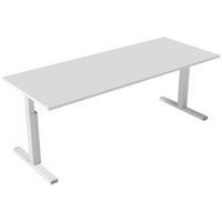 Bureau droit Inesa avec pied réglable en T Blanc 200 cm - Image principale