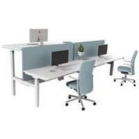 Bureau droit ergo Bench électrique 2 places Kelli Blanc 160 cm - Image 3