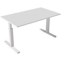 Bureau droit Kelli avec pied en T Blanc 140 cm Manivelle droite - Image principale