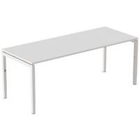 Bureau droit Kelli ergonomique à manivelle Blanc 200 cm - Image principale