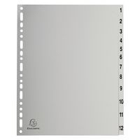 Lot de 10 Intercalaires numériques pp gris 12 positions A4 maxi - Image principale