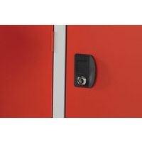 Vestiaire monobloc Modulo 6 cases 1 colonne de 300 mm, portes rouges - Image 2