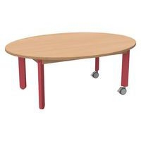 Table Lili avec roulettes, plateau ovale hêtre, piétement bois couleur - Image principale