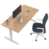 Bureau droit Kelli avec pied en T Chêne 160 cm Manivelle droite - Image 4