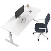 Bureau droit Kelli avec pied en T Blanc 160 cm Manivelle droite - Image 3