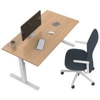 Bureau droit Kelli avec pied en T Chêne 140 cm Manivelle droite - Image 2