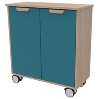 Meuble étagères Filou  avec portes à roulettes turquoise - Image principale