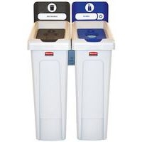 Station de recyclage Slim Jim 174L FR Noir et couvercle bouteilles Bleu - Image principale