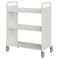 Chariot à livres 4 tablettes inclinées+1 droite double face blanc 9003 - Image principale