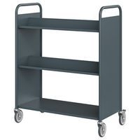 Chariot à livres 4 tablettes inclinées+1 droite double face bleu gris 7031 - Image principale