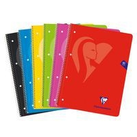 Mimesys cahier spiralé carte souple 22,5x29,5cm 160p Q.5x5 cadré perfo 4 trous couleurs VIVES assorties - Image principale