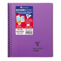 Koverbook reliure intégrale enveloppante PP transparent Violet 17x22cm 160p ligné + marge - Image principale