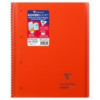Koverbook reliure intégrale enveloppante PP transparent Rouge 22,5x29,7cm 160p ligné + marge perfo 4 trous - Image principale