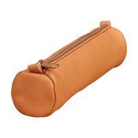 Age Bag trousse cuir petite ronde 18,5xØ4cm couleur marron seulement - Image principale