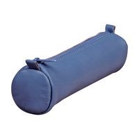 Age Bag trousse cuir petite ronde 18,5xØ4cm couleur bleue seulement - Image principale
