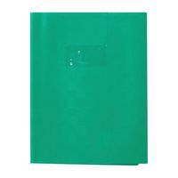 Protège-cahier+Marque-page grain madras 22/100ème 17x22 vert + porte étiquette - Image principale