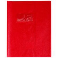 Protège-cahier grain cuir 20/100ème 17x22 rouge + porte étiquette - Image principale