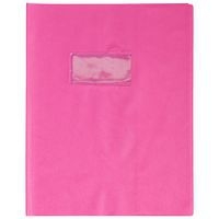 Protège-cahier grain cuir 20/100ème 17x22 rose + porte étiquette - Image principale