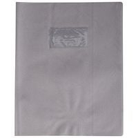 Protège-cahier grain cuir 20/100ème 17x22 gris + porte étiquette - Image principale