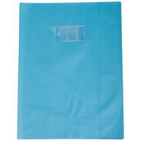 Protège-cahier grain cuir 20/100ème 21x29,7 bleu clair + porte étiquette - Image principale