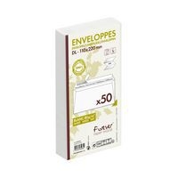 50 enveloppes 110x220 80g blanc recyclé, ss cello - Image principale