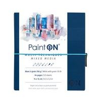 Carnet Paint'ON cousu double PU à élastique 14x14cm 64p 250g blanc à grain - Image principale