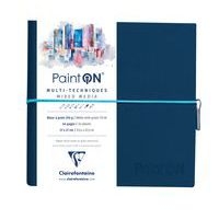 Carnet Paint'ON cousu double PU à élastique 19x19cm 64p 250g blanc à grain - Image principale