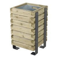 Poubelle Mylos 50L - pin piètement acier galva laqué gris - bac acier galva - Image principale