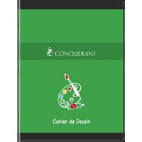 CONQUERANT Cahier Dessin 24x32cm Réglure Unie Blanche 16 Pages Agrafées Couverture Carte Coloris Assortis - Image 4