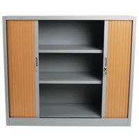 Armoire à rideaux Manutan 105X120X45 cm Alu/Hêtre - Image 9