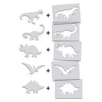Lot 5 pochoirs artistiques 2 en 1 - Dinosaures - Image 2