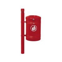 Poubelle Guyenne sur poteau pommeau City 40 L avec seau - rouge 3004 - Image principale