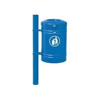 Poubelle Guyenne sur poteau pommeau inox brossé 40 L seau - bleu 5010 - Image principale
