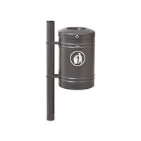 Poubelle Guyenne sur poteau pommeau inox brossé 40 L seau gris Procity - Image principale