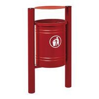 Poubelle Saintonge 40 L avec seau pommeau inox brossé zinc rouge 3004 - Image principale