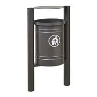 Poubelle Saintonge 40L avec seau pommeau inox brossé zinc gris Procity - Image principale
