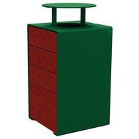 Poubelle Kub 120 L acier/bois avec couvercle - vert 6005/acajou - Image principale