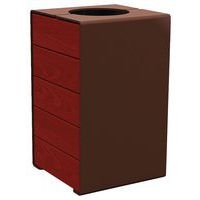 Poubelle Kub 120 L acier/bois - marron 8017/acajou - Image principale
