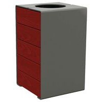 Poubelle Kub 120 L acier/bois - gris Procity/acajou - Image principale