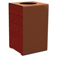 Poubelle Kub 120 L acier/bois - aspect corten/acajou - Image principale