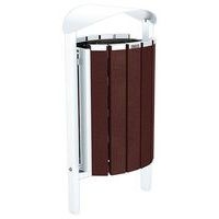 Poubelle Silaos 50L acier/plastique recyclé scellmnt marron/blanc 9010 - Image principale