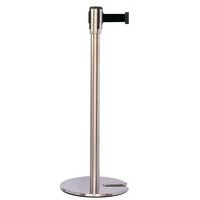 Poteau chromé sangle noir 2m base emboîtable chromé - Image principale