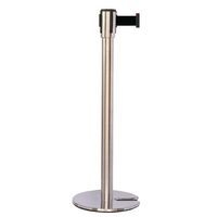 Poteau chromé sangle noir 5m base emboîtable chromé - Image principale