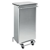 Conteneur mobile à pédale frontale amovible inox 110L - Manutan Expert - Image principale