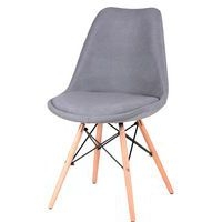 Lot de 4 chaises Lindy pied bois naturel tissu Gris clair - Image principale