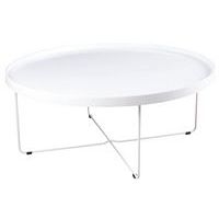 Table basse Bruno Ø 90 cm plateau Blanc pied métal Blanc - Image principale