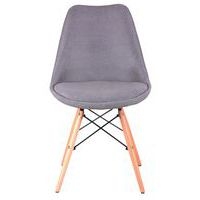Lot de 4 chaises Lindy pied bois naturel tissu Gris clair - Image 3
