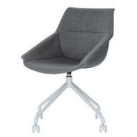 Lot de  2 Chaises Luigi pied Blanc assise tissu polyester Anthracite - Image 2