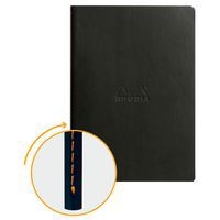Cahier rhodiarama piqûre textile noir A5 64 pages dot 90 g - Image principale